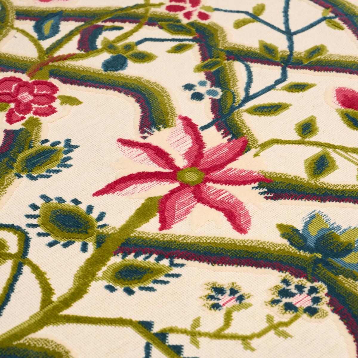 Schumacher Jacobean Garden Velvet Mulberry & Leaf Fabric
