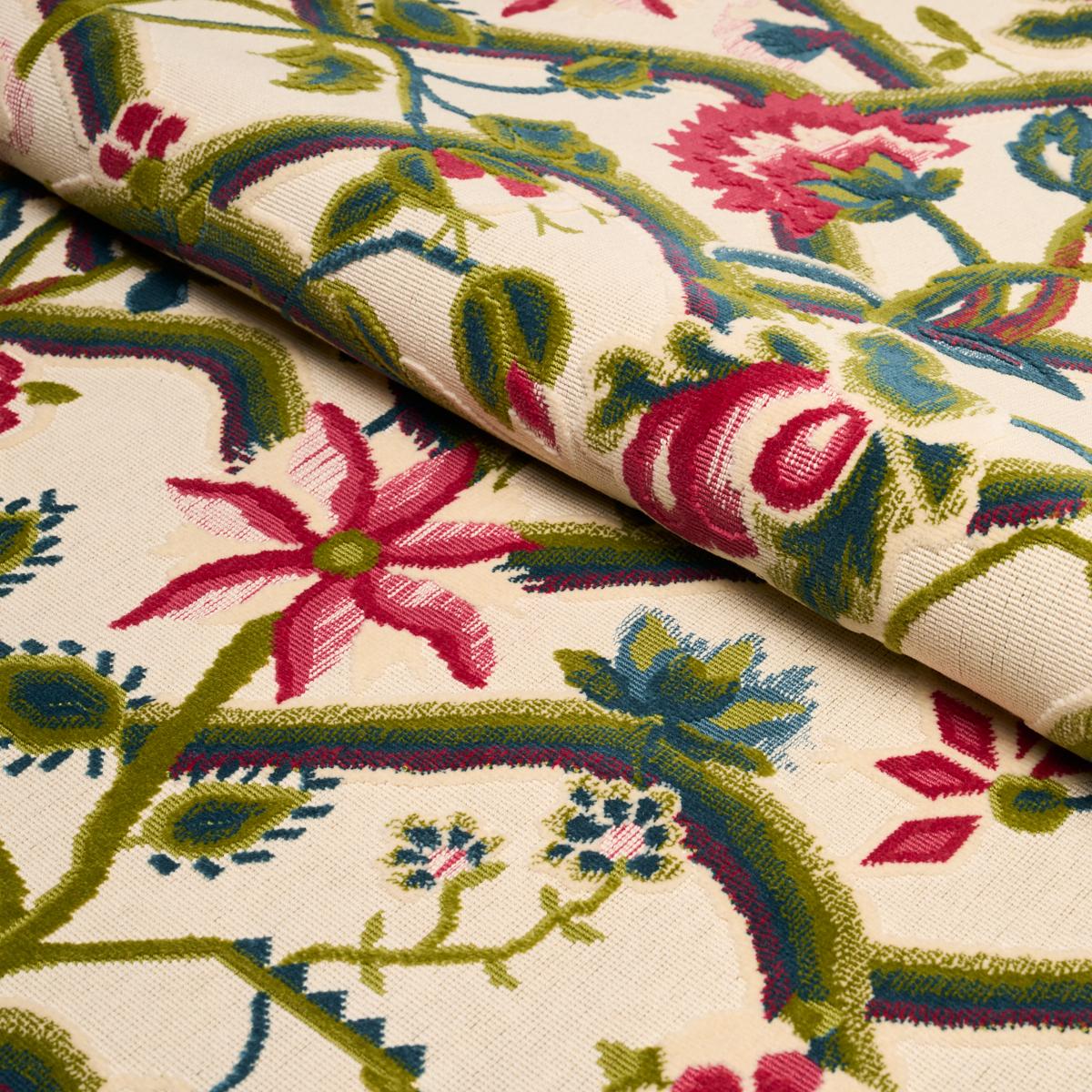 Schumacher Jacobean Garden Velvet Mulberry & Leaf Fabric