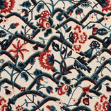 Schumacher Jacobean Garden Velvet Cinnabar & Peacock Fabric