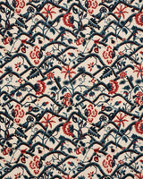 Schumacher Jacobean Garden Velvet Cinnabar & Peacock Fabric