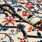 Schumacher Jacobean Garden Velvet Cinnabar & Peacock Fabric