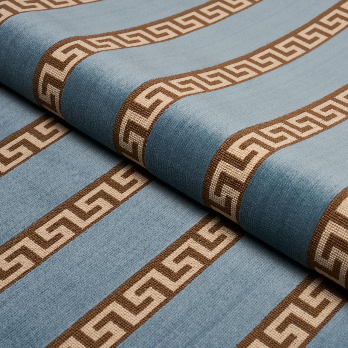 Schumacher Darius Velvet Stripe Aquamarine Fabric