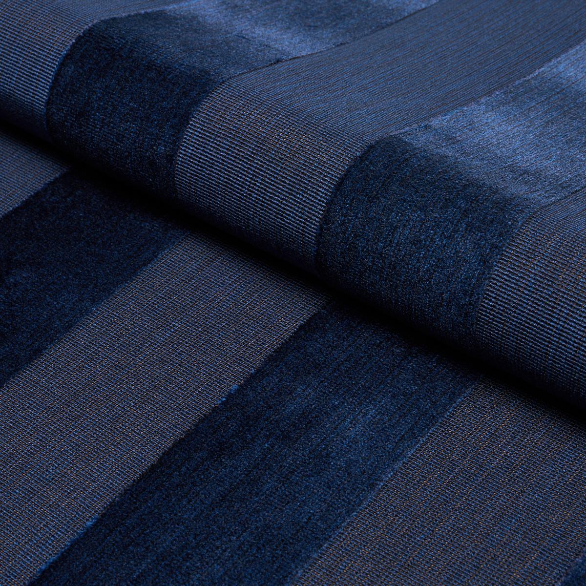 Schumacher Cunard Strié Velvet Sapphire Fabric