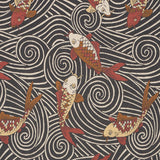 Schumacher Koi Fish Midnight Fabric