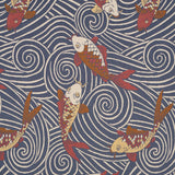 Schumacher Koi Fish Indigo Fabric