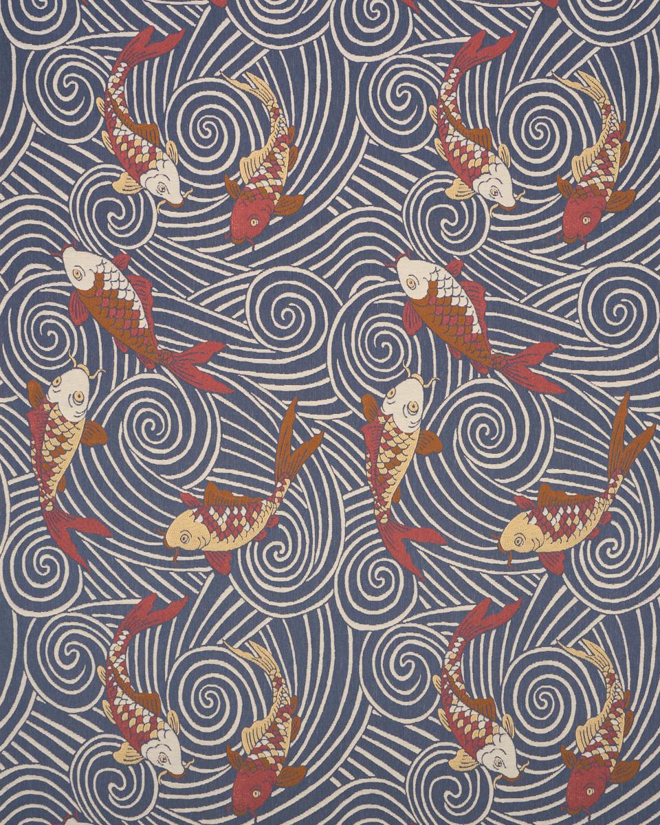 Schumacher Koi Fish Indigo Fabric