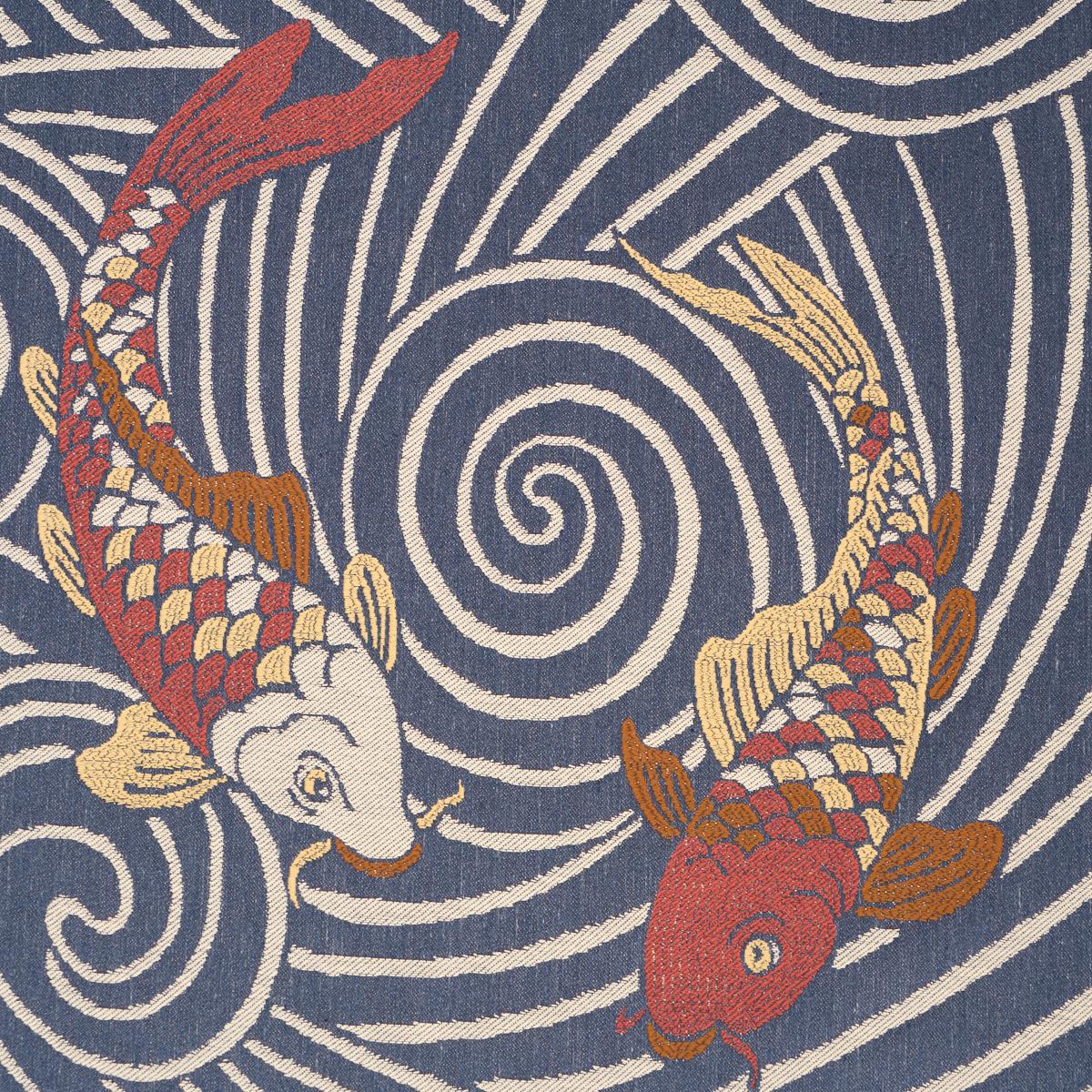 Schumacher Koi Fish Indigo Fabric