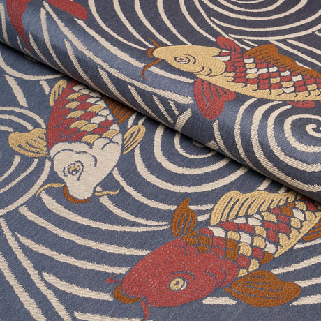 Schumacher Koi Fish Indigo Fabric