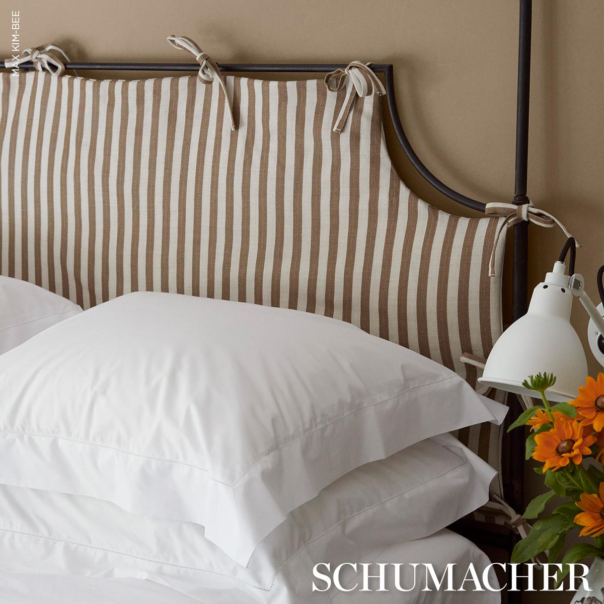 Schumacher Hanson Indoor/Outdoor Stripe Narrow Brown Fabric