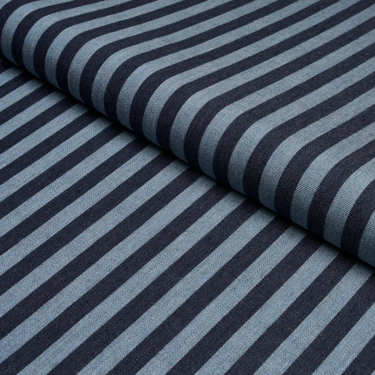 Schumacher Hanson Indoor/Outdoor Stripe Narrow Blues Fabric