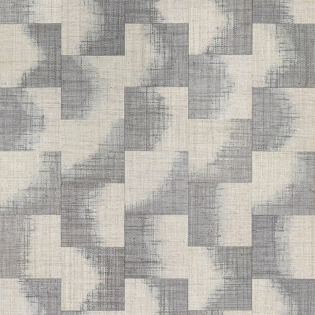 Thibaut Raffia Squares Graphite Wallpaper