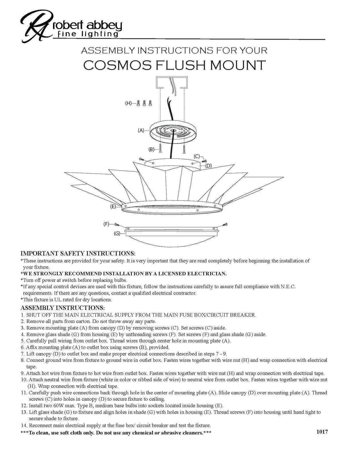 Robert Abbey (1017) 19.88" x 5.75" COSMOS FLUSHMOUNT