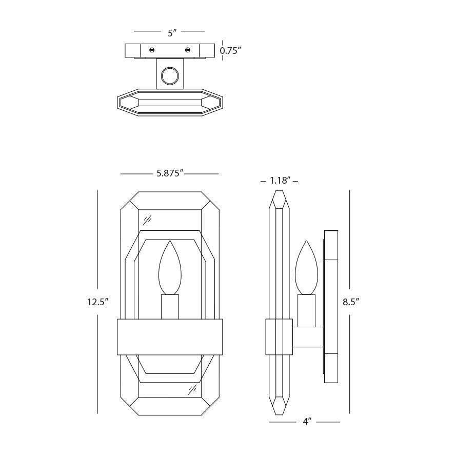 Robert Abbey (1198) 5.88" x 12.5" JACQUELINE WALL SCONCE