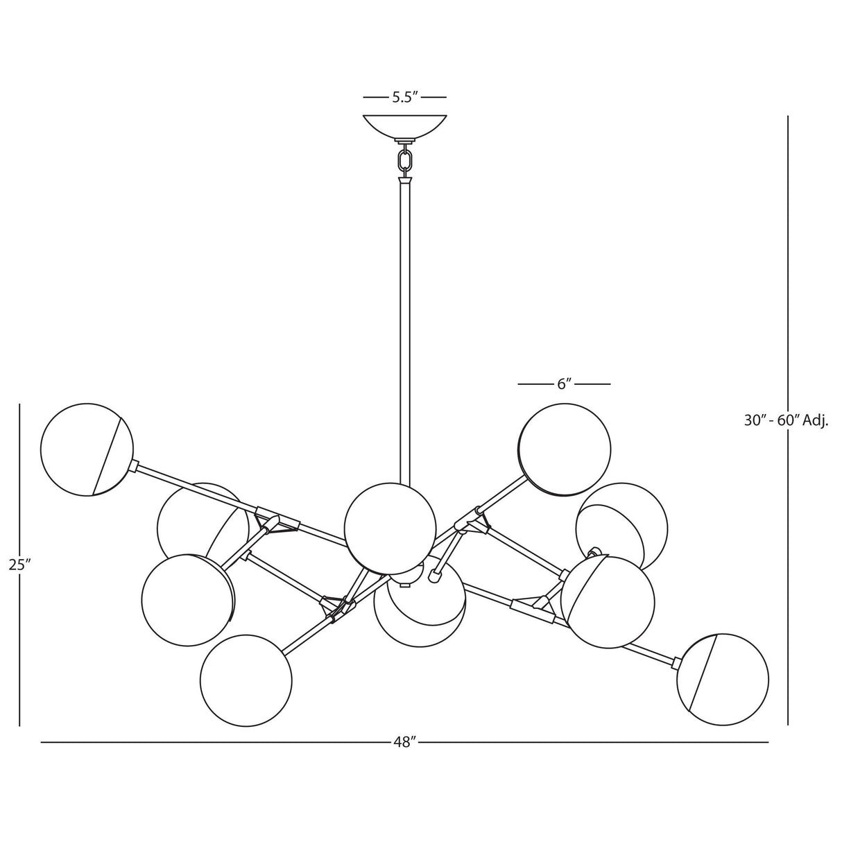 Robert Abbey (1215) 50.5" x 25" CELESTE CHANDELIER