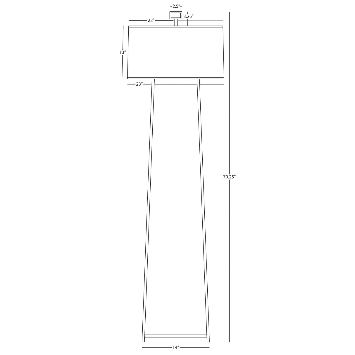 Robert Abbey (1246) 14" x 69.75" COOPER FLOOR LAMP