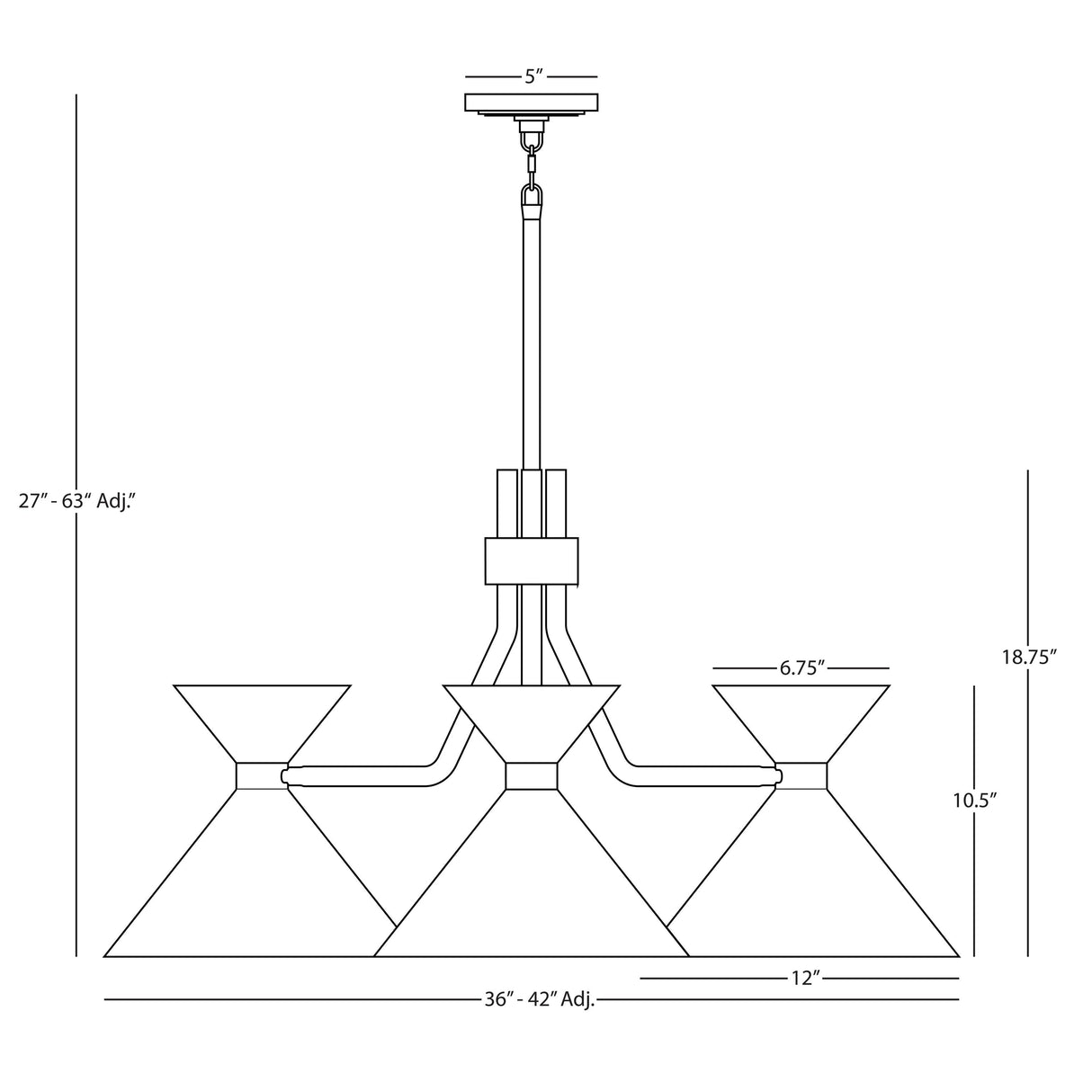 Robert Abbey (1254) 36" x 18.75" CINCH CHANDELIER
