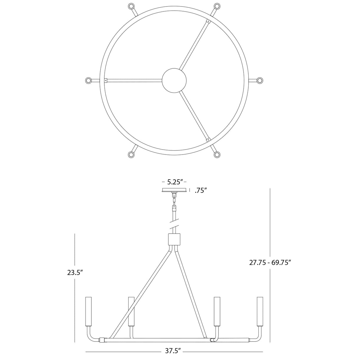 Robert Abbey (1408) 37.5" x 23.5" MAVISTEN EDITION CARBONIA CHANDELIER