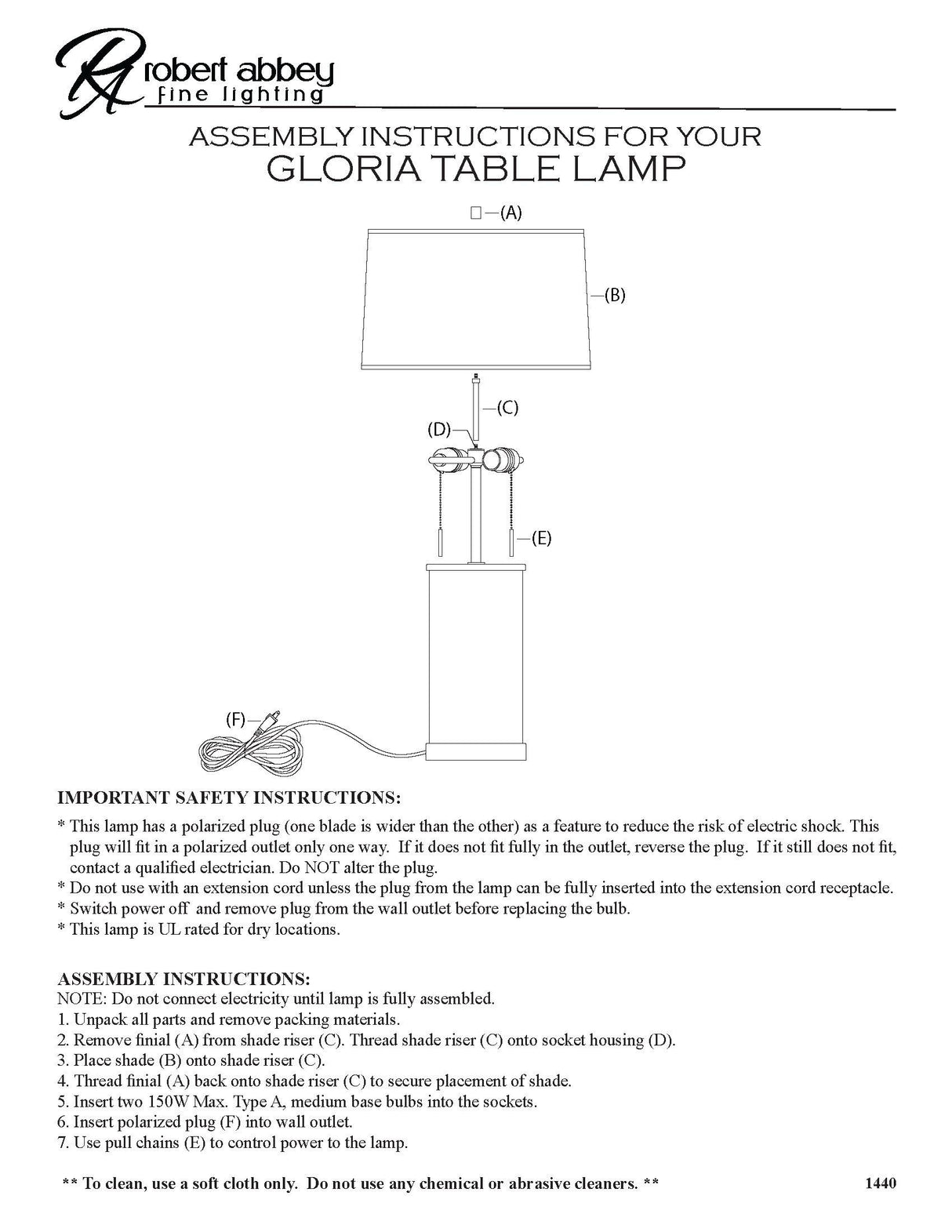 Robert Abbey (1440) 7.5" x 28.25" GLORIA TABLE LAMP