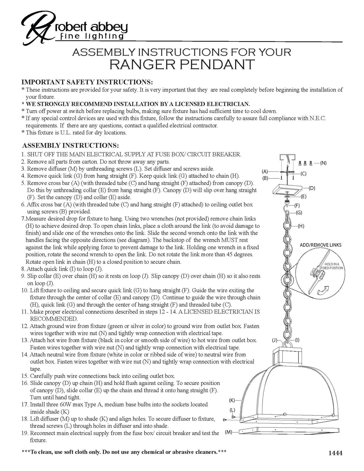 Robert Abbey (1447) 17.5" x 18" RANGER PENDANT
