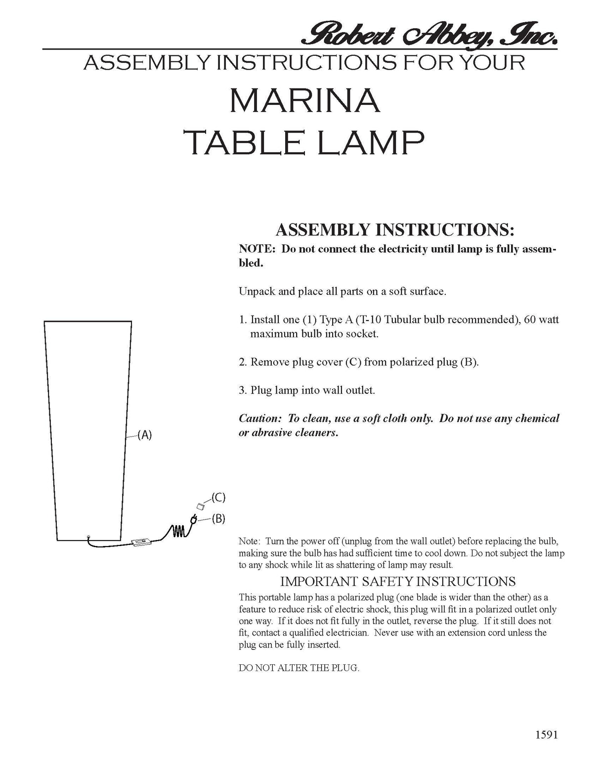 Robert Abbey (1591) 8" x 22" RICO ESPINET MARINA TABLE LAMP