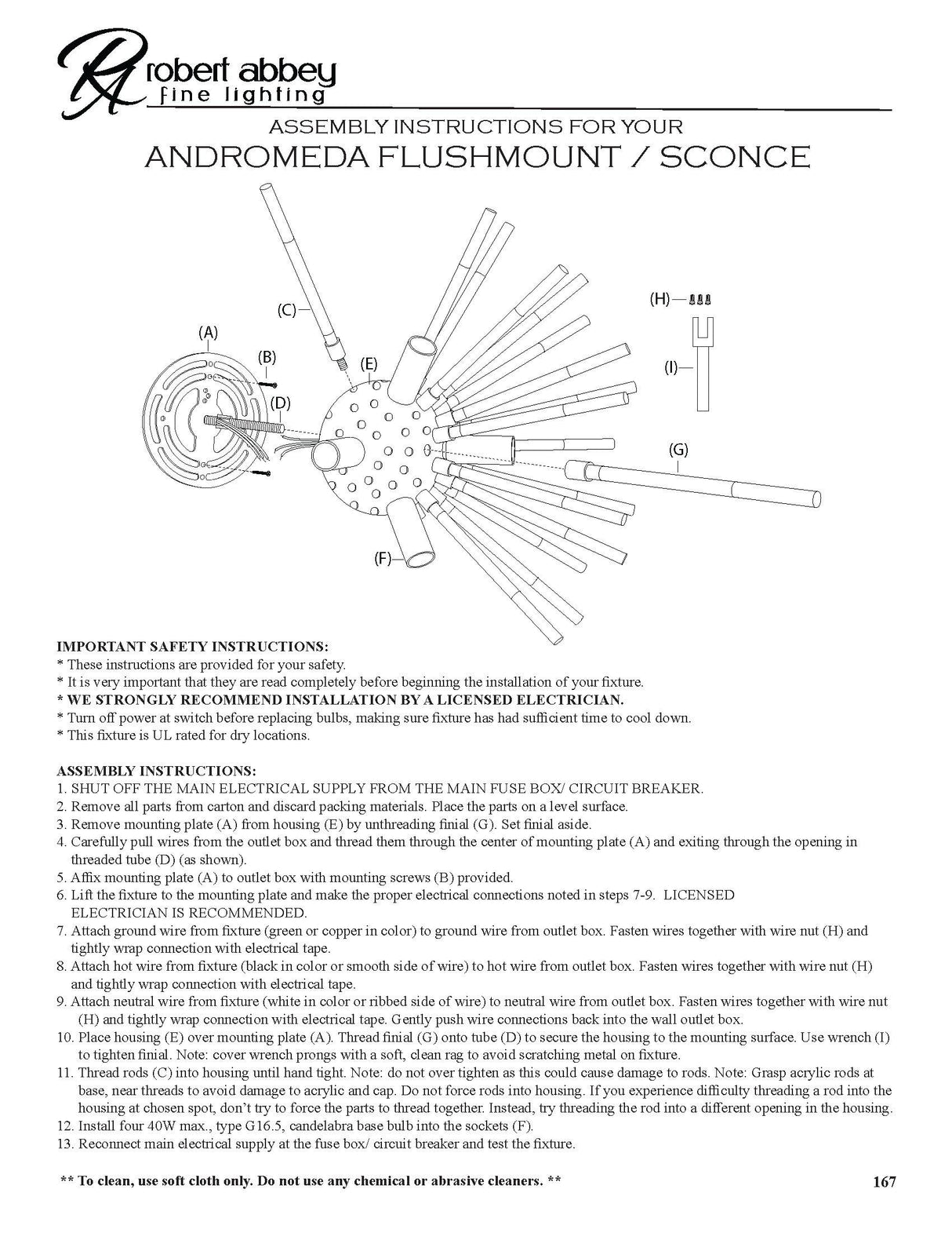 Robert Abbey (167) 18" x 18" ANDROMEDA WALL SCONCE