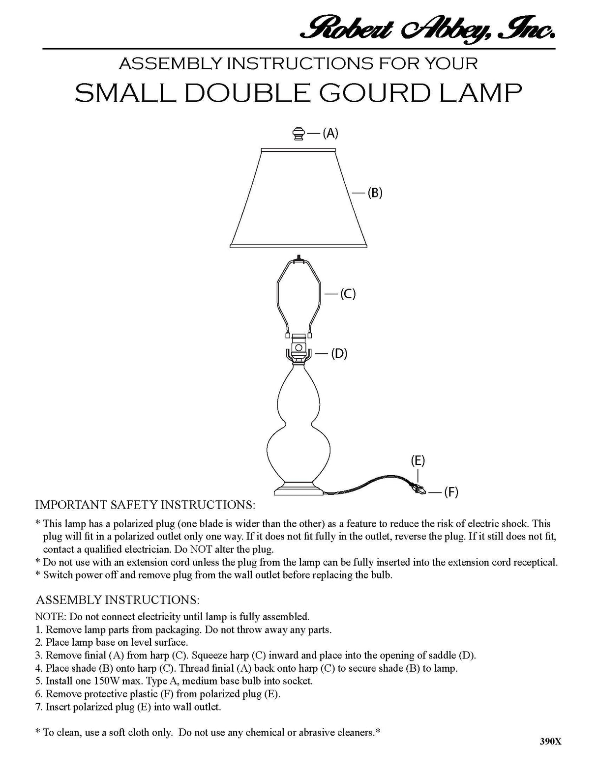Robert Abbey (1774F) 6" x 22.75" SMALL DOUBLE GOURD ACCENT LAMP