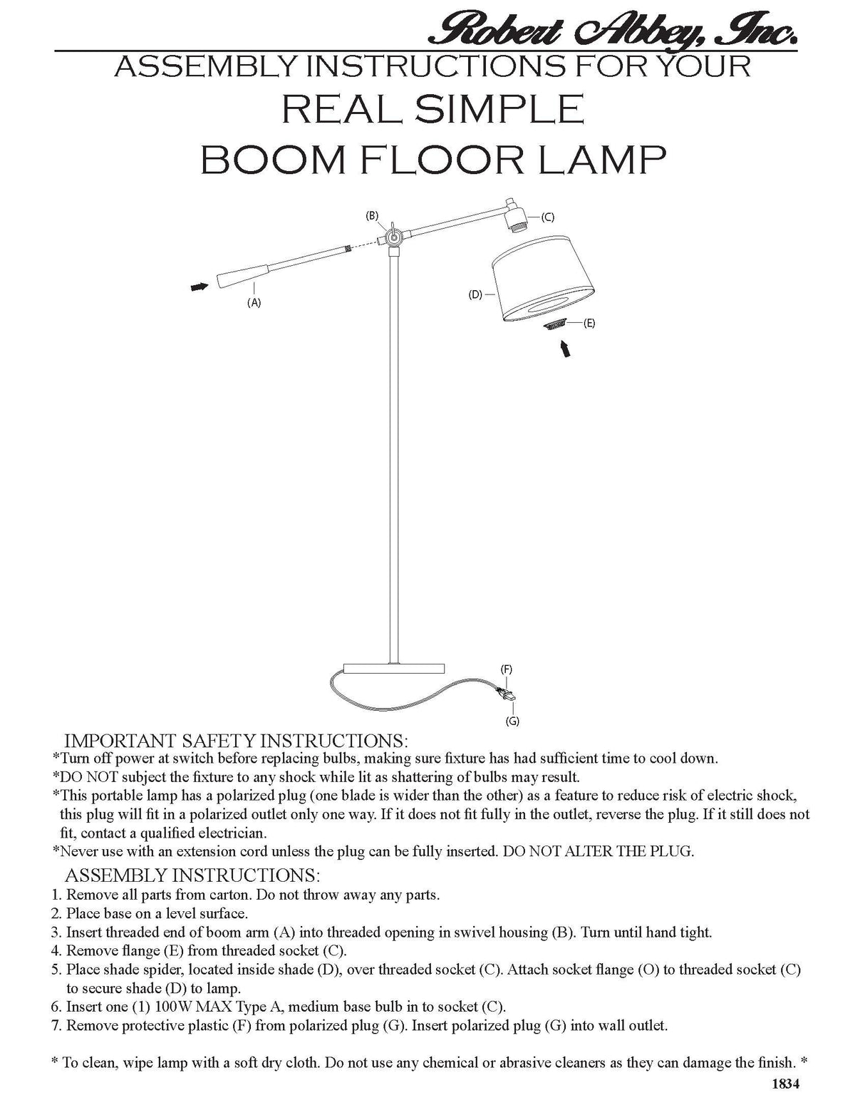 Robert Abbey (1804) 10" x 42.5" REAL SIMPLE FLOOR LAMP