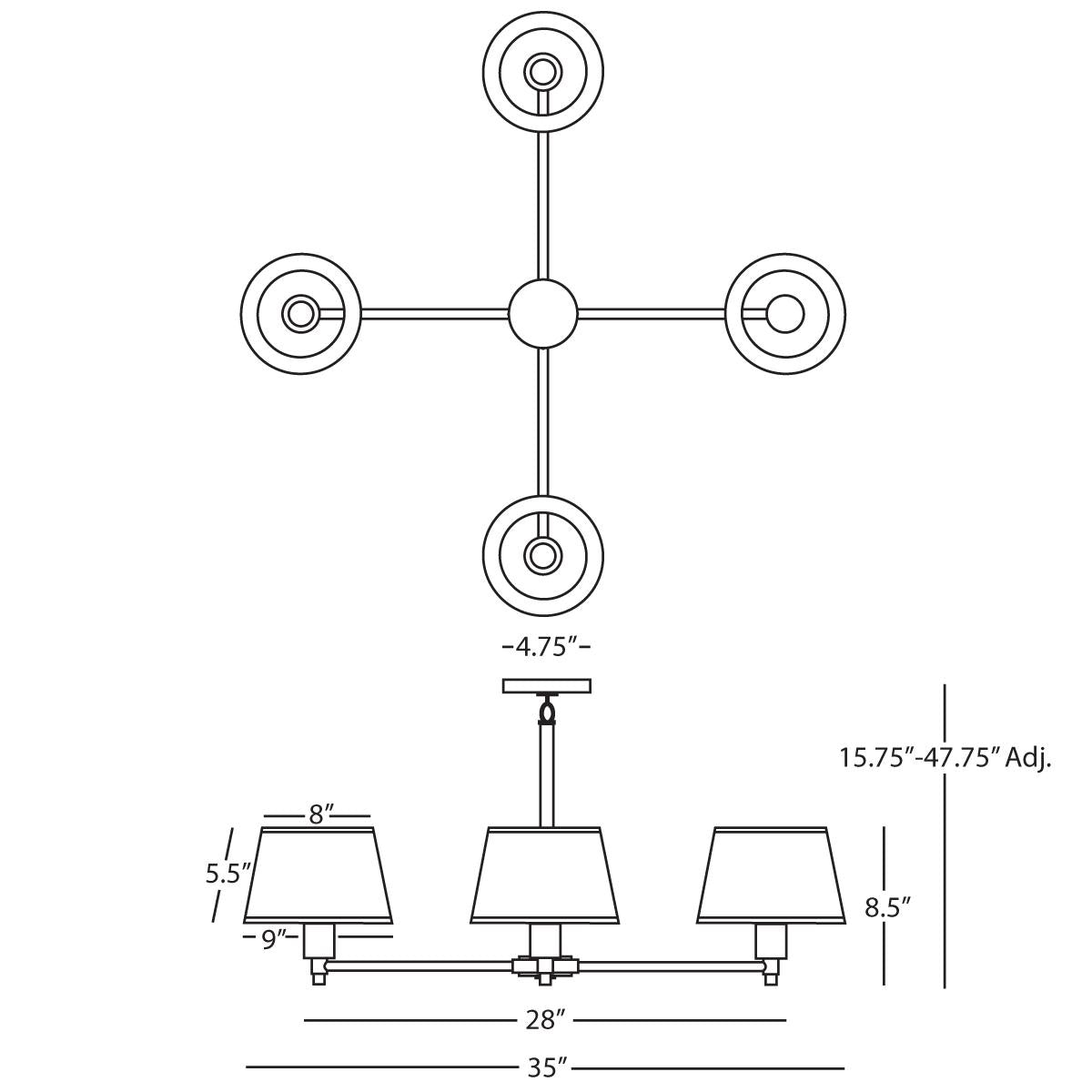 Robert Abbey (1837) 35" x 8.5" REAL SIMPLE CHANDELIER