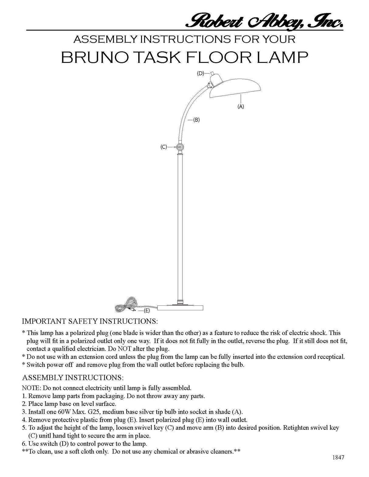 Robert Abbey (1847) 11.25" x 40.38" BRUNO FLOOR LAMP