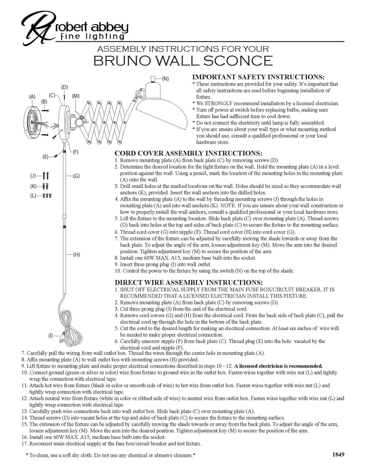 Robert Abbey (1849) 8" x 10.5" BRUNO WALL SWINGER
