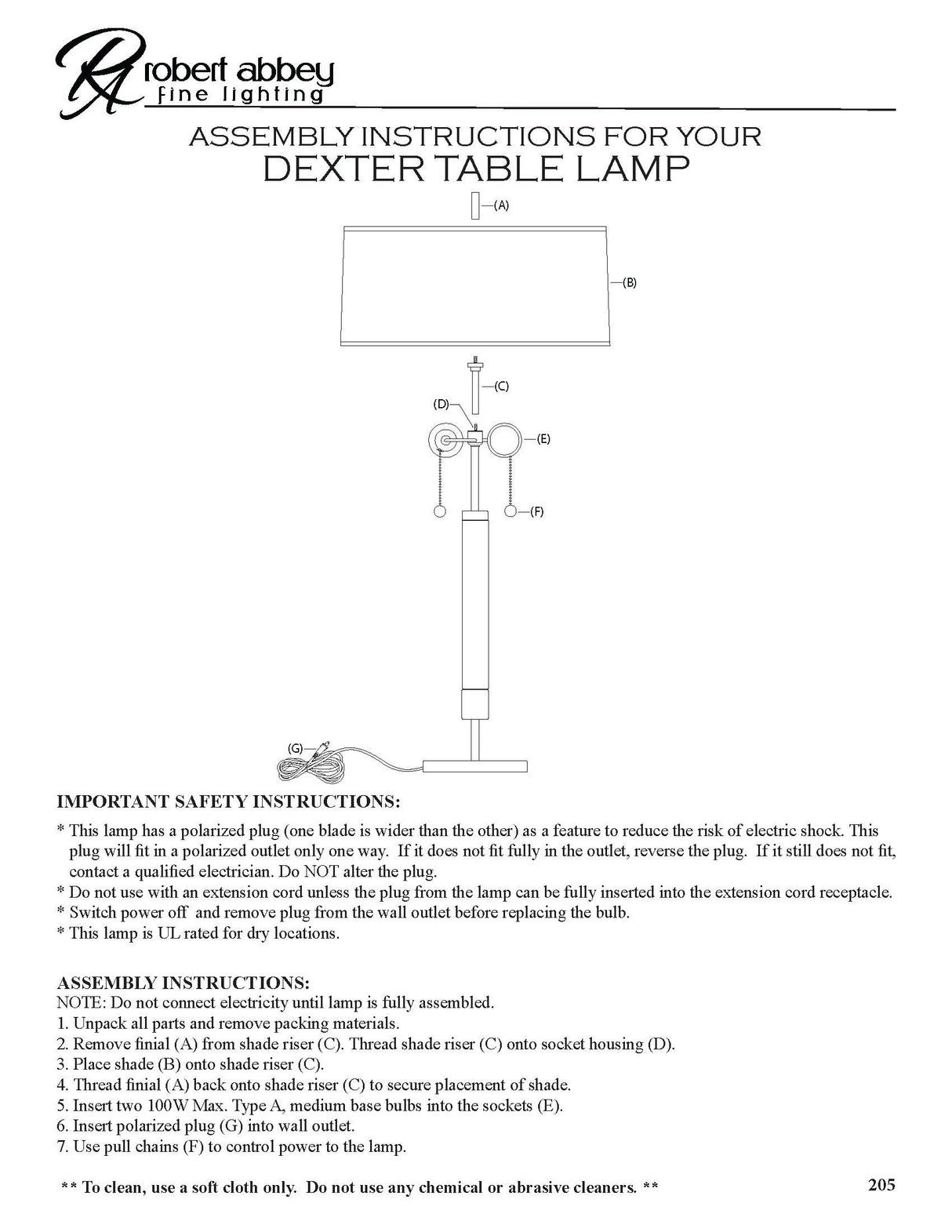 Robert Abbey (205) 7" x 28.25" DEXTER TABLE LAMP