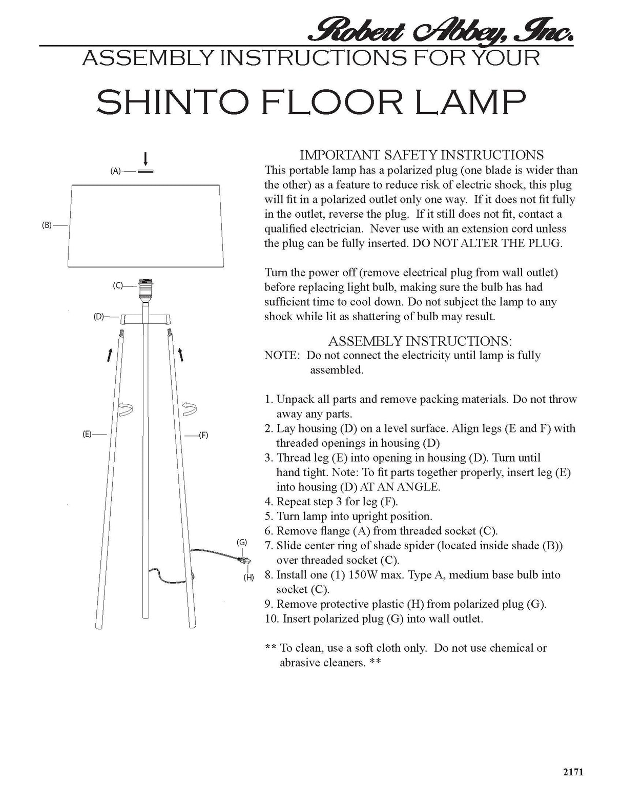 Robert Abbey (2171) 24" x 62.5" RICO ESPINET SHINTO FLOOR LAMP