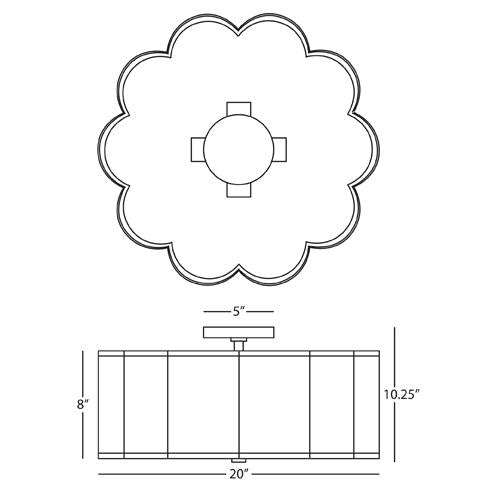 Robert Abbey (2200) 20" x 10.25" AXIS FLUSHMOUNT