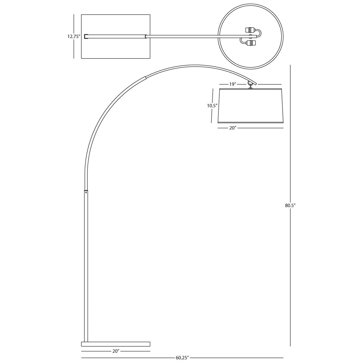 Robert Abbey (2286) 12.75" x 81" ARCHER FLOOR LAMP