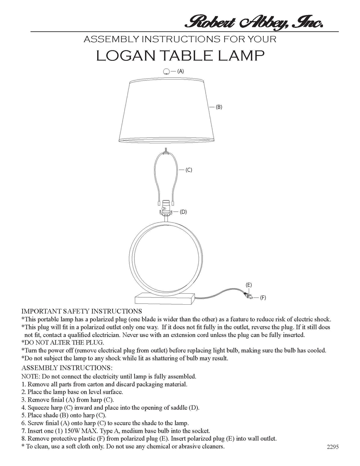 Robert Abbey (2295B) 19" x 24.5" LOGAN TABLE LAMP