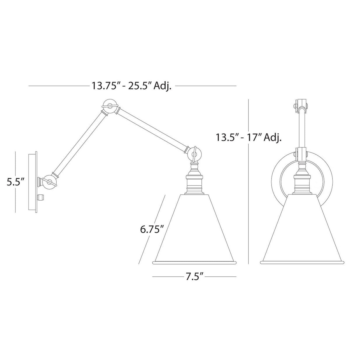 Robert Abbey (2418G) 7.5" x 7.25" ALLOY WALL SCONCE