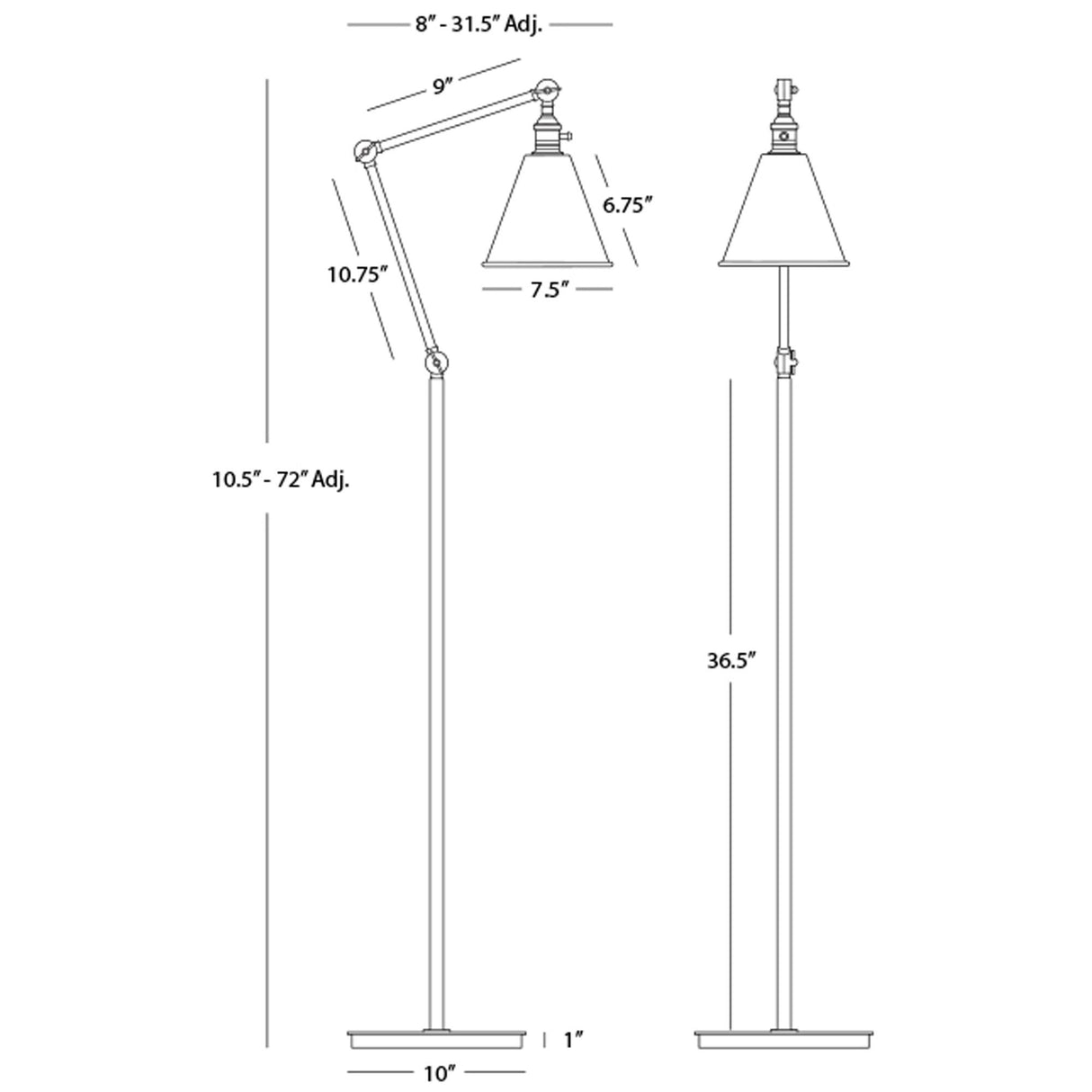 Robert Abbey (2422G) 10" x 10.75" ALLOY FLOOR LAMP