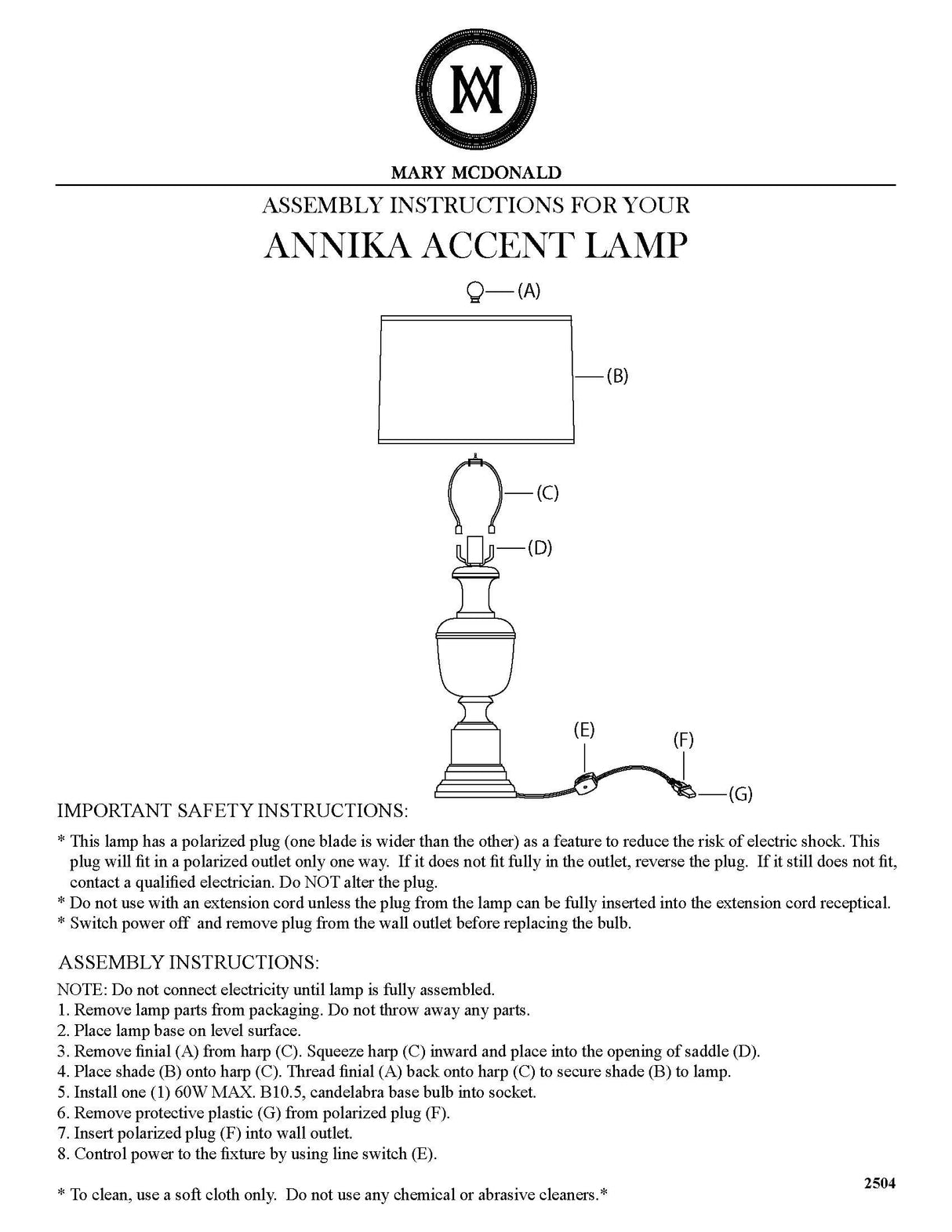 Robert Abbey (2507) 7.13" x 24" ANNIKA ACCENT LAMP