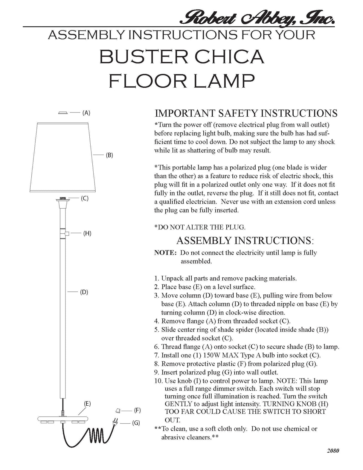 Robert Abbey (2804W) 10" x 62.5" RICO ESPINET BUSTER CHICA FLOOR LAMP