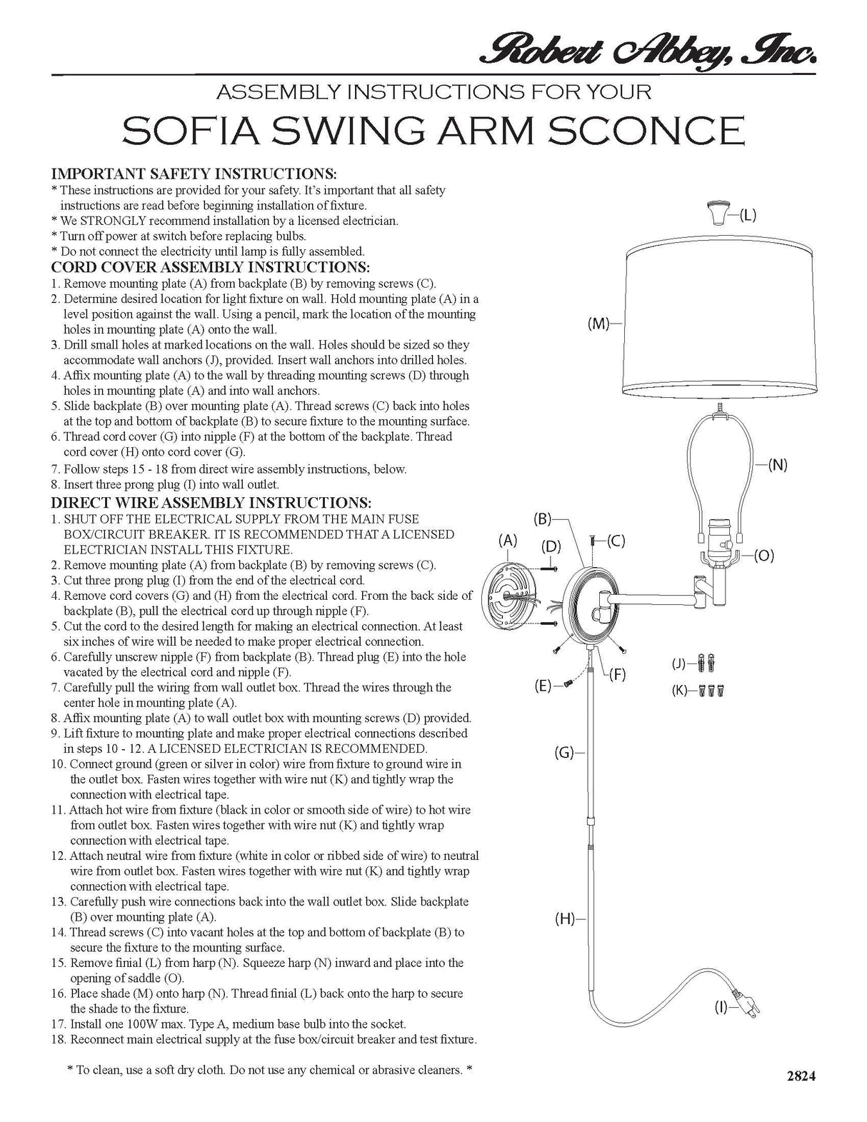 Robert Abbey (2824) 5.25" x 14.25" SOFIA WALL SWINGER