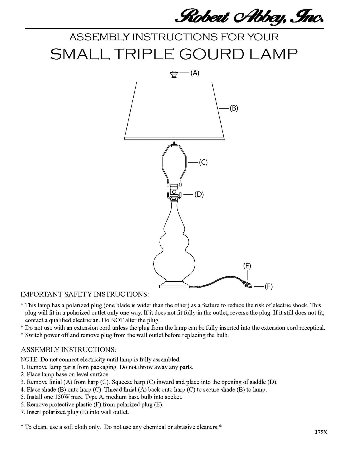 Robert Abbey (294X) 7.25" x 24.38" SMALL TRIPLE GOURD ACCENT LAMP