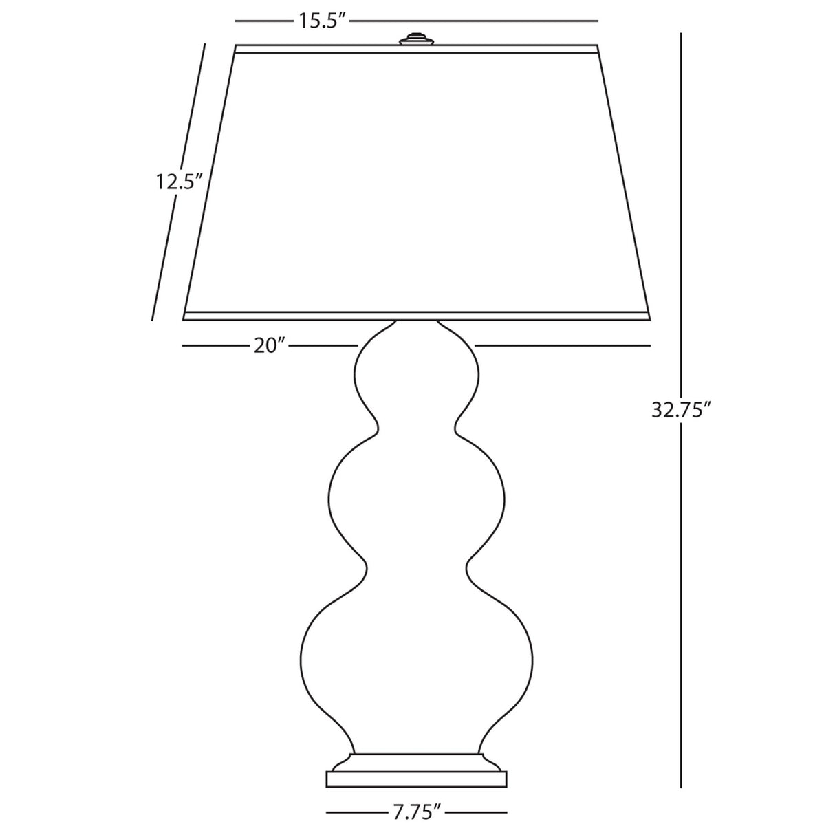 Robert Abbey (322X) 10" x 32.75" TRIPLE GOURD TABLE LAMP