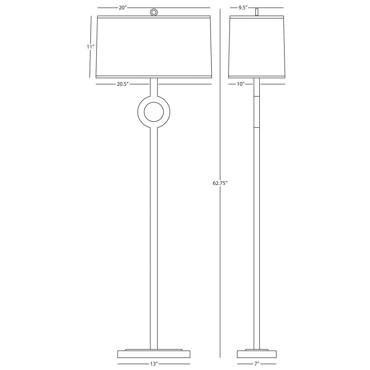 Robert Abbey (406B) 13" x 62.75" OCULUS FLOOR LAMP
