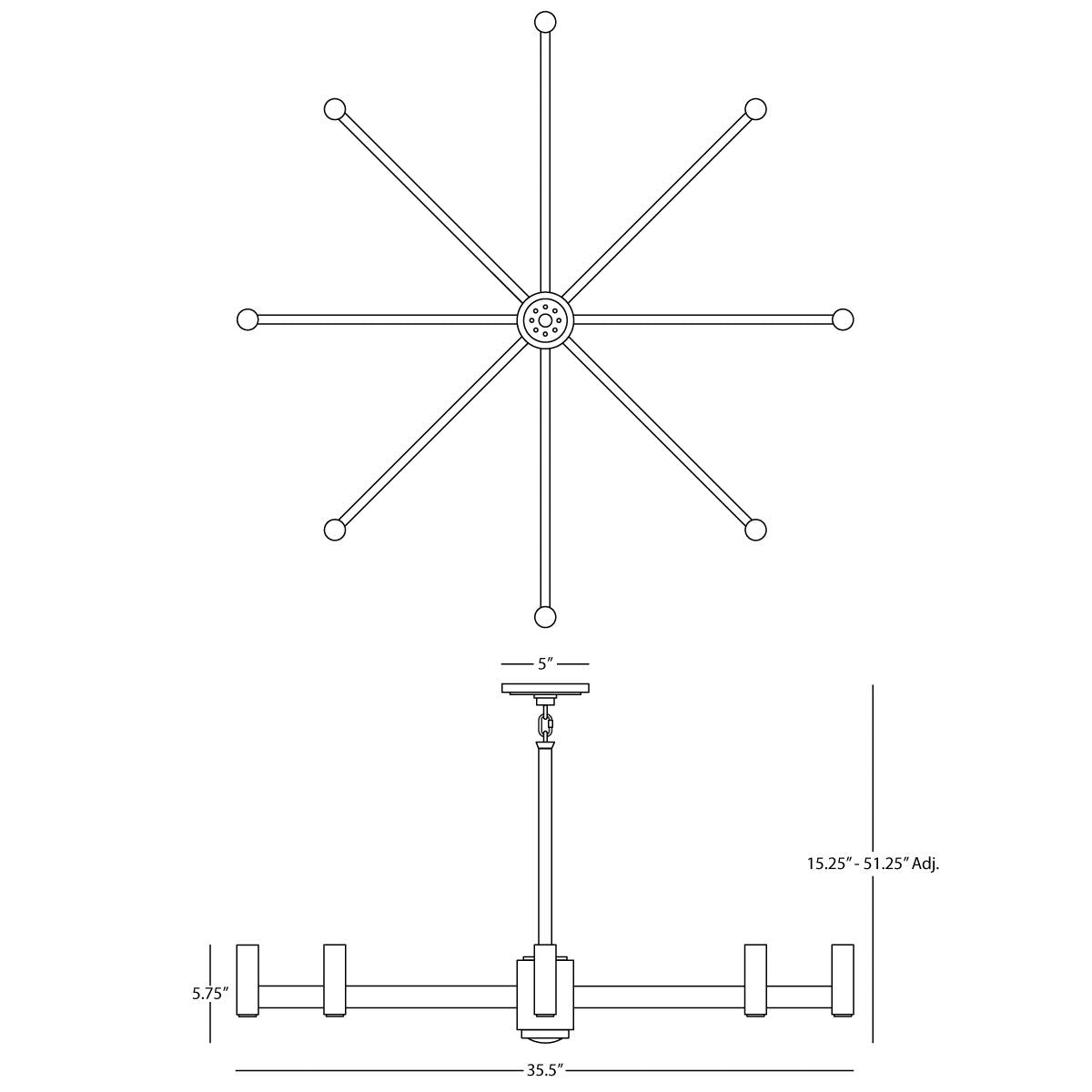 Robert Abbey (4500) 35.5" x 5.63" DELANY CHANDELIER