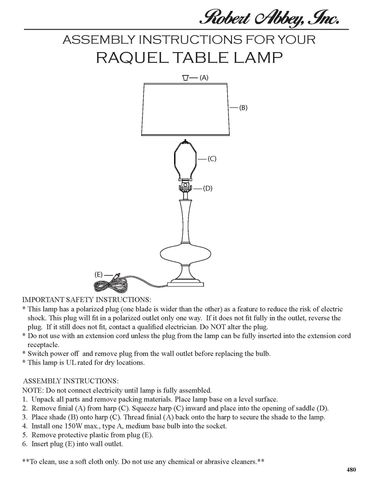 Robert Abbey (480) 9.63" x 30.13" RAQUEL TABLE LAMP