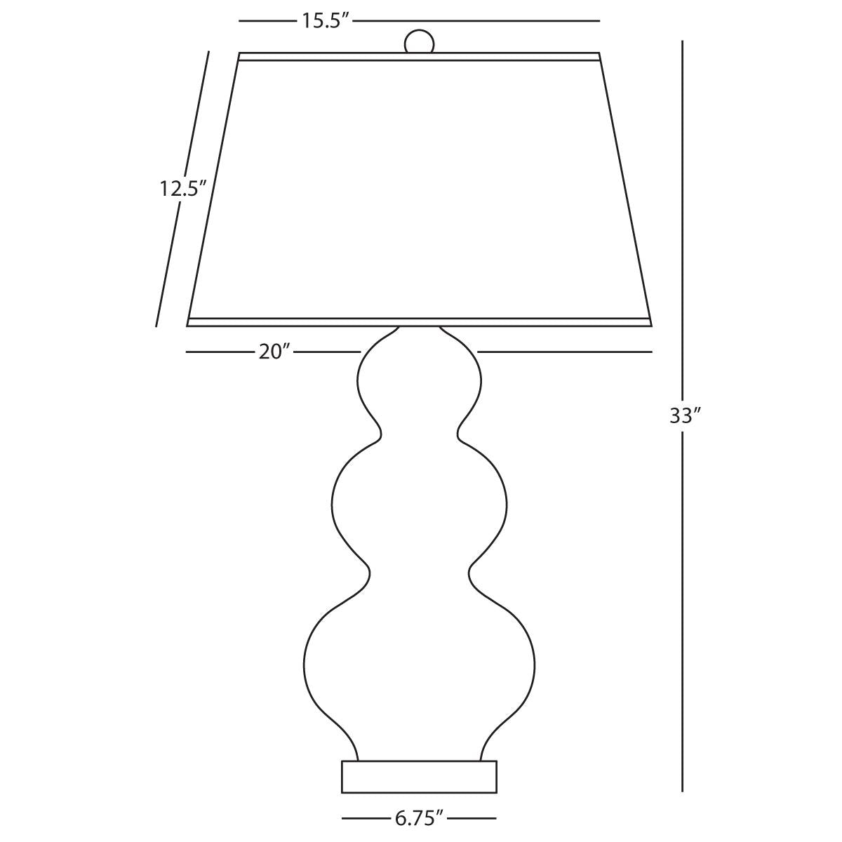 Robert Abbey (A364X) 10" x 33" TRIPLE GOURD TABLE LAMP