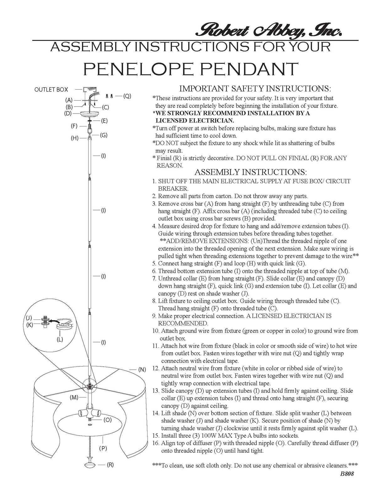 Robert Abbey (A808) 25.5" x 14.5" PENELOPE PENDANT