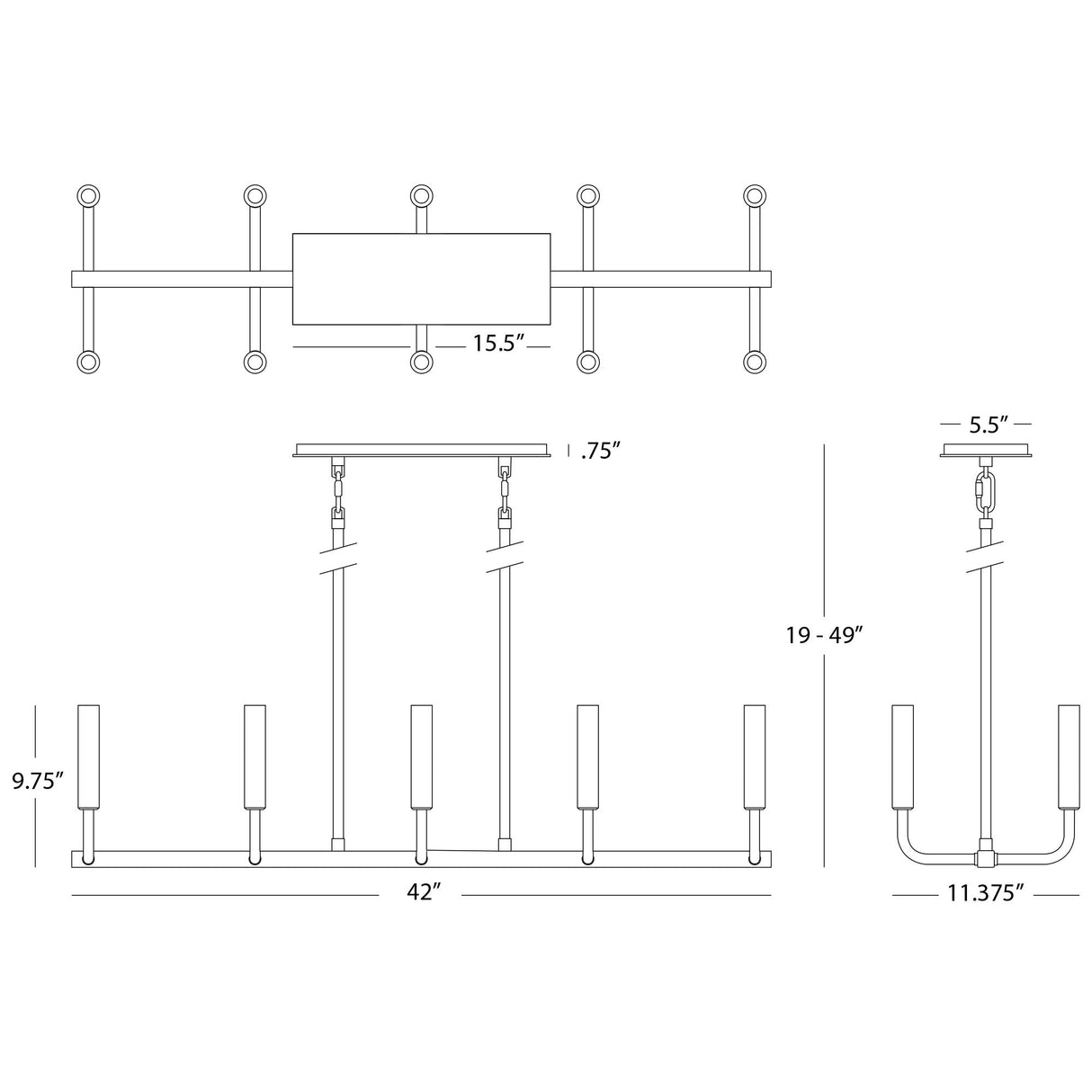 Robert Abbey (B1409) 42" x 9.75" MAVISTEN EDITION CARBONIA CHANDELIER