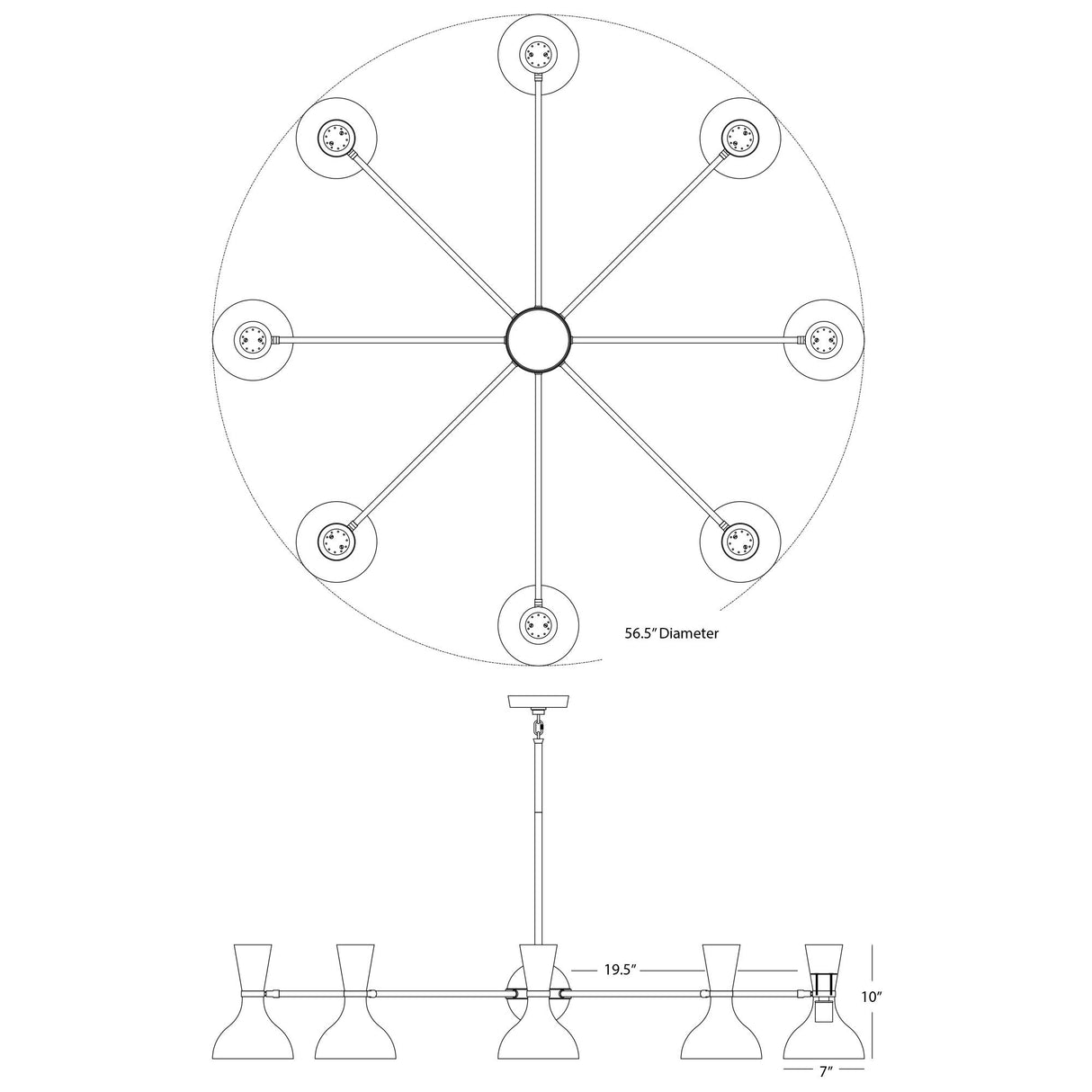 Robert Abbey (BB08LY) 57" x 10.19" CLARE CHANDELIER