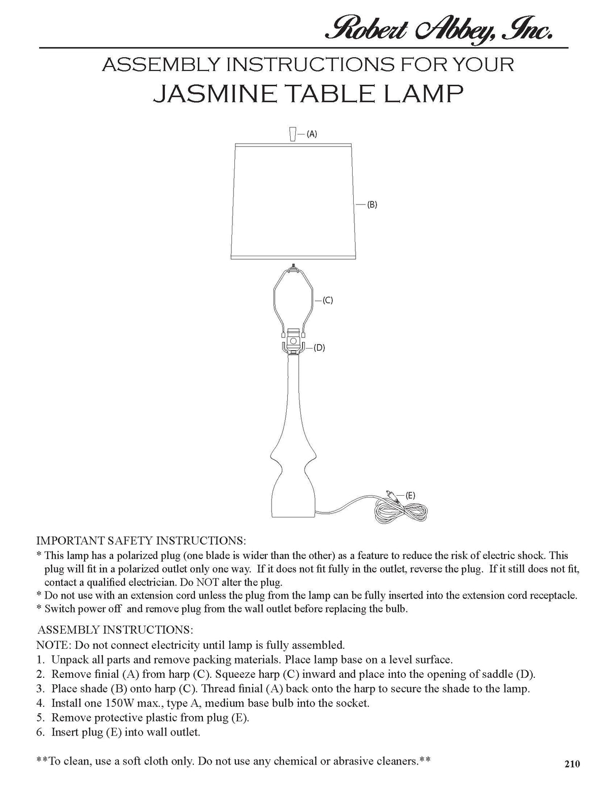 Robert Abbey (BN210) 5.38" x 31" JASMINE TABLE LAMP